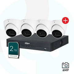 Dahua 6MP Wizsense 4CH Security Camera Kit - 2TB NVR + 4 Cameras - DH-6M4CH4CAM/2T/AI