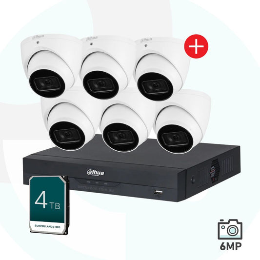 Dahua 6MP Wizsense 8CH Security Camera Kit - 4TB NVR + 6 Cameras - DH-6M8CH6CAM/4T/AI