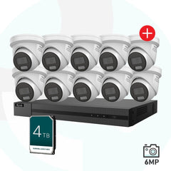 HiLook 16CH 6MP AD Security Camera Kit - 1 x 16CH (NVR216MH-C/16P) + 4TB, 10 x IPC-T269H