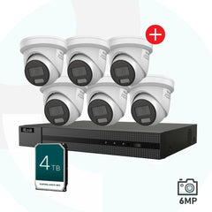 HiLook 8CH 6MP AD Security Camera Kit - 1 x 8CH (NVR108MH-C/8P) + 4TB, 6 x IPC-T269H