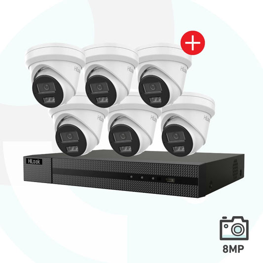 HiLook 8CH 8MP AI 4K Security Camera Kit - 1 x 8CH (NVR108MH-C/8P) + 4TB, 6 x IPC-T381H