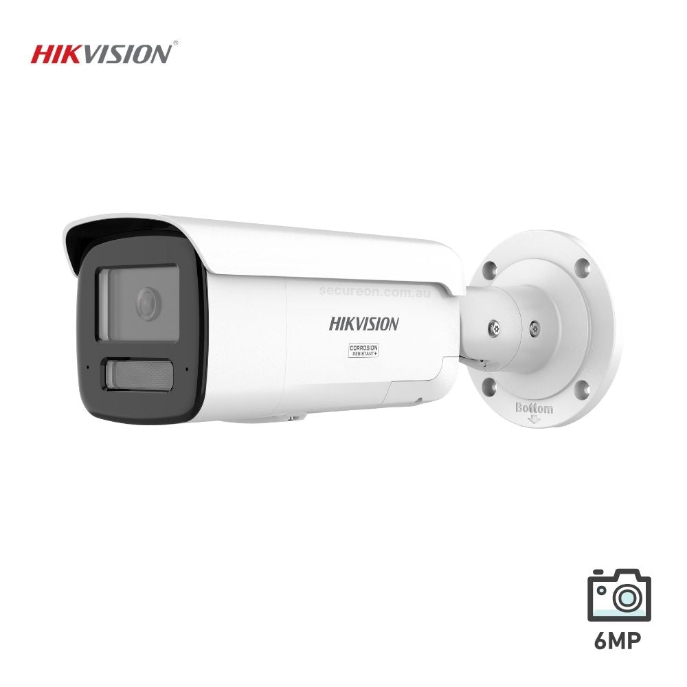 Hikvision 6MP ColorVu 3.0 Bullet Security Camera - Smart Hybrid Light, Live Guard Strobe & Siren - 2CD2T67G3-LIS2UY-SL