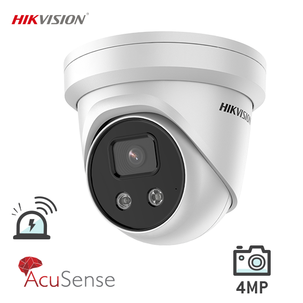 Hikvision 6MP AcuSense Strobe Light & Audible Warning Fixed Turret Network Security Camera