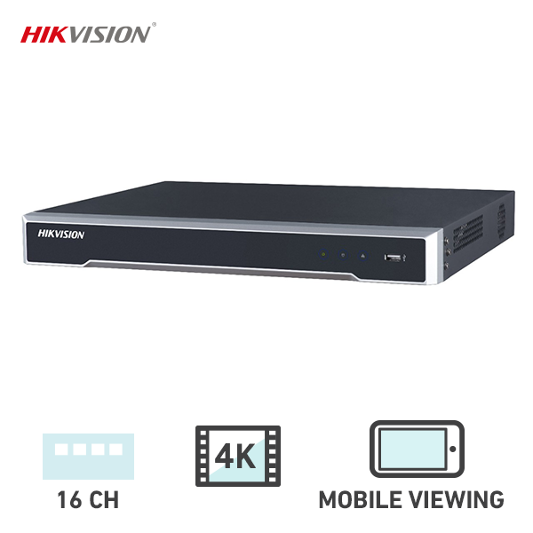 Hikvision HIK-7616NI-16-4T 16CH PoE NVR 4K VGA/HDMI 2 HDD Bay