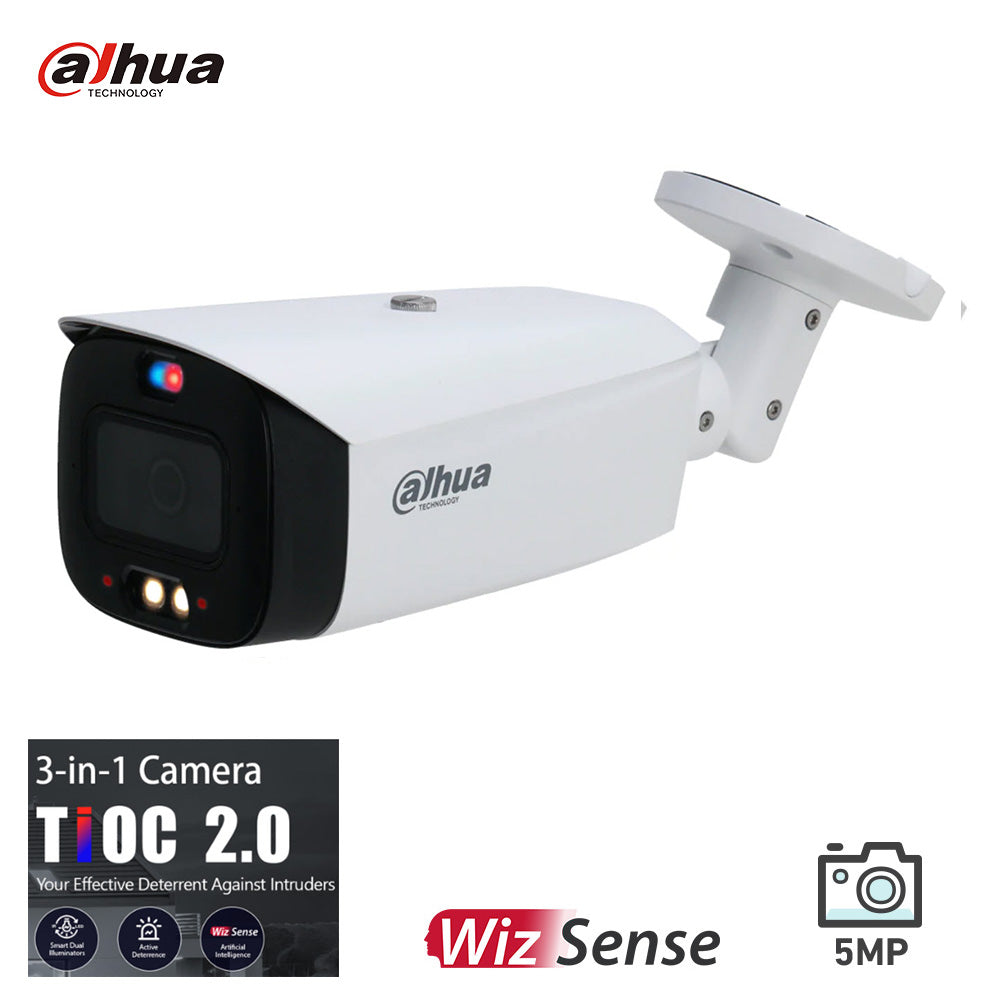 Dahua DH-IPC-HFW3549T1-ZAS-PV 5MP TiOC 2.0 Advanced Smart Dual Illumination Active Deterrence Vari-focal Bullet WizSense Network Camera