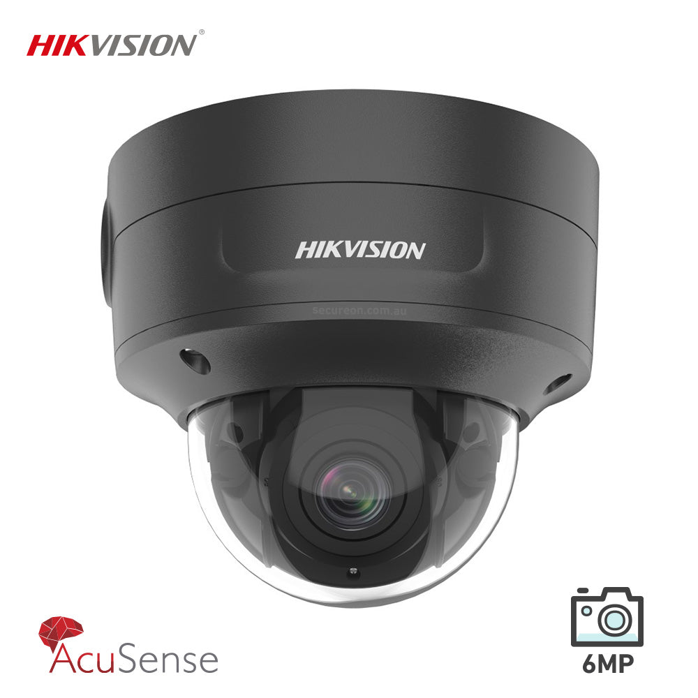 Hikvision DS-2CD2766G2-IZS-B 6MP AcuSense Powered-by-DarkFighter Motorised Varifocal Dome Network Camera Black