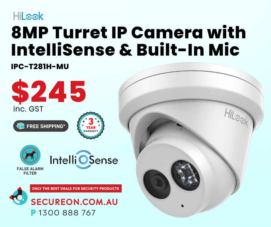 HiLook IPC-T281H-MU 8MP IntelliSense with Built-In Mic Turret IP Camera
