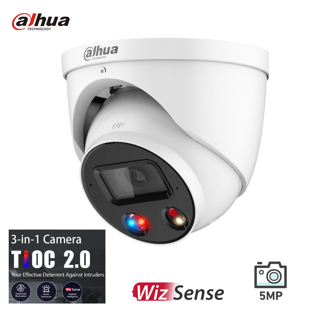 Dahua DH-IPC-HDW3549HP-AS-PV-0280B-S3 TiOC 2.0 5MP Smart Dual Illumination Active Deterrence WizSense Fixed-focal Eyeball WizSense Network Camera
